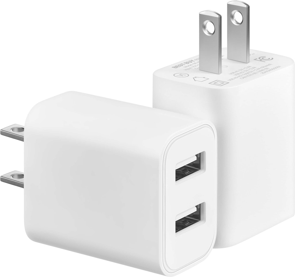 Best Buy Essentials 12W Dual-Port Wall Charger 2-Pack: $9.99 Best Buy Essentials 12W Dual-Port Wall Charger 2-Pack: $9.99