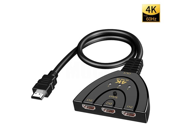 3-Port 4K HDMI Switcher: $28