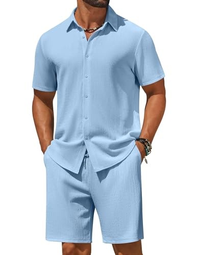 Coofandy Men's Short Sleeve Button Down Shirt and Beach Shorts 2-Piece Set: $29.74 Coofandy Men's Short Sleeve Button Down Shirt and Beach Shorts 2-Piece Set: $29.74