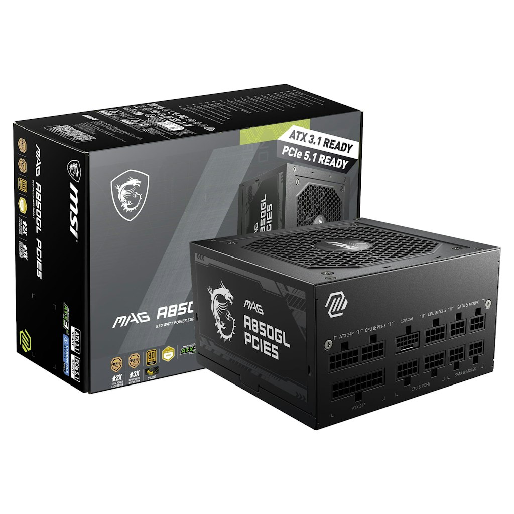 MSI MAG A850GL 850W Full Modular ATX 3.1 80 Plus Gold Power Supply: $109.99