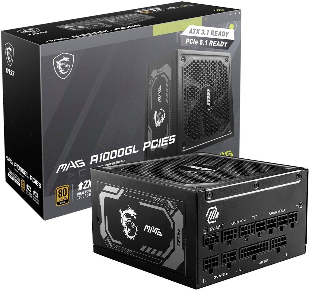 MSI MAG A1000GL 1,000W 80 Plus Gold Modular Power Supply: $134.99