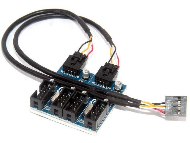 Evesky 9-Pin USB Header 1-to-4 Extension Hub: $17.39