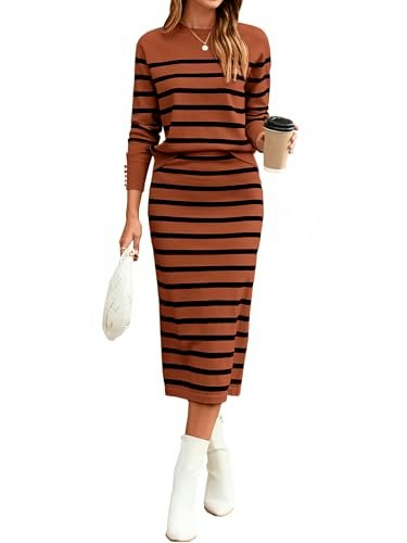 Glamaker Women's 2-Piece Striped Knit Sweater Skirt Set: $29.99 Glamaker Women's 2-Piece Striped Knit Sweater Skirt Set: $29.99