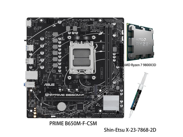 Asus Prime B650M-F-CSM Motherboard and AMD Ryzen 7 9800X3D CPU Combo: $859.99 Asus Prime B650M-F-CSM Motherboard and AMD Ryzen 7 9800X3D CPU Combo: $859.99