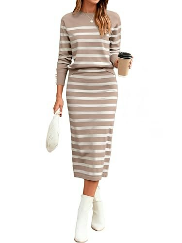 Glamaker Women's 2-Piece Striped Knit Skirt Set: $29.99 Glamaker Women's 2-Piece Striped Knit Skirt Set: $29.99