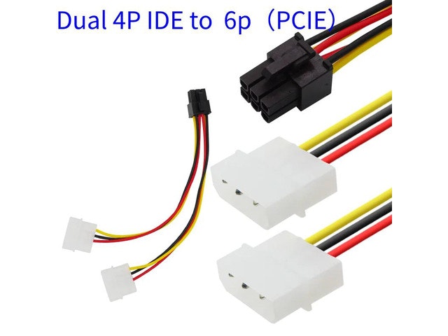 4-Pin Molex to 6-Pin PCI-E Power Adapter Cable: $12.36