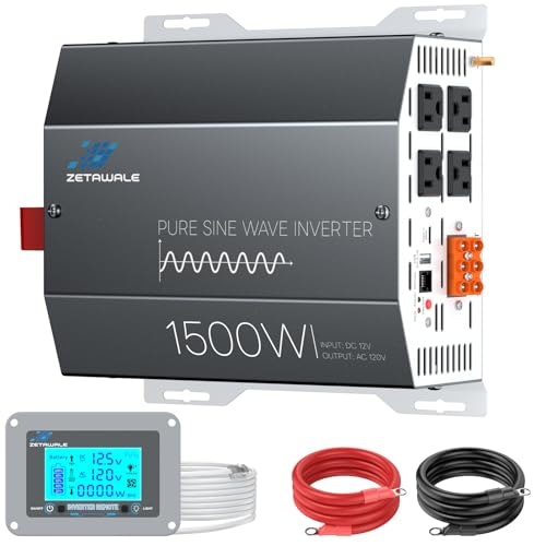 1,500W Pure Sine Wave Inverter 12V DC to 120V AC Converter: $118.99 1,500W Pure Sine Wave Inverter 12V DC to 120V AC Converter: $118.99