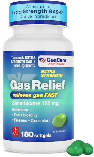 GenCare Extra Strength Gas Relief Simethicone 125mg Softgels 180-Count: $9.98 GenCare Extra Strength Gas Relief Simethicone 125mg Softgels 180-Count: $9.98