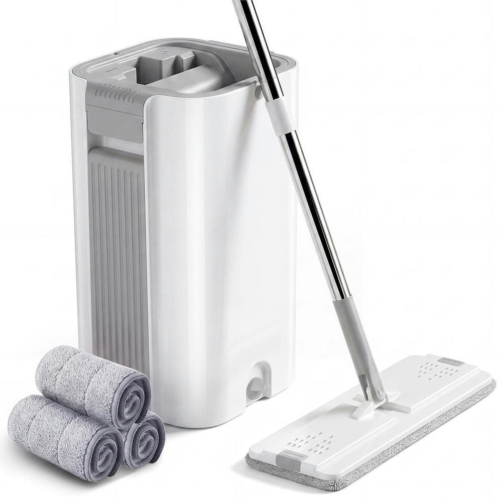 Flat Mop and Bucket Set with 3 Microfiber Pads: $35.99 Flat Mop and Bucket Set with 3 Microfiber Pads: $35.99