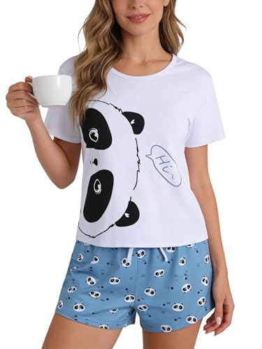 Ventelan Women's Cartoon Panda Pajama Set: $13.59