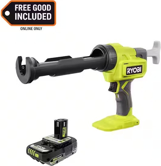 Ryobi One+ 18V 10-oz. Caulk & Adhesive Gun w/ 2.0 Ah Battery: $84