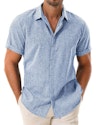 Drazivon Men's Linen Short Sleeve Button Down Casual Beach Shirt for $10 + free shipping w/ Prime