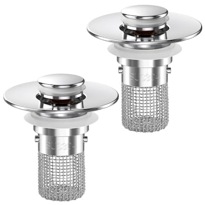 Pop-up Bathroom Sink Drain Strainer 2-Pack for $12 + free shipping w/ Prime
