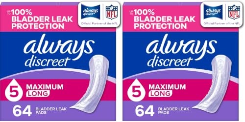 Always Discreet Adult Incontinence Pads 128-Count: $44.11 Always Discreet Adult Incontinence Pads 128-Count: $44.11
