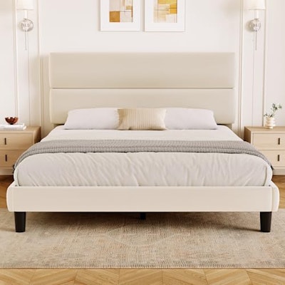Grusign Queen Velvet Platform Bed Frame for $113 + free shipping