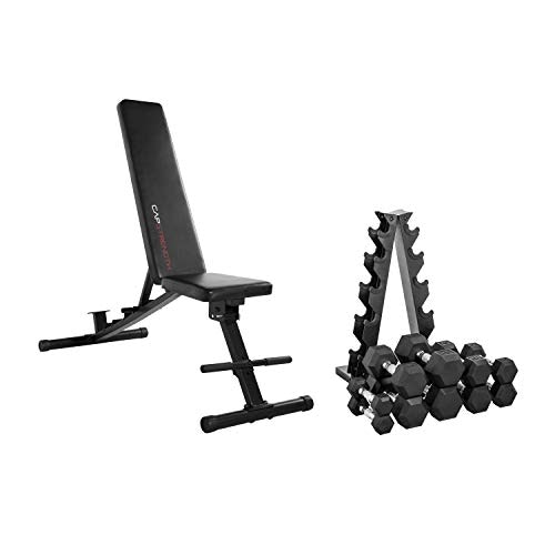 Cap Barbell 150-Pound Dumbbell Set with A-Frame Rack and Adjustable Bench: $270.98 Cap Barbell 150-Pound Dumbbell Set with A-Frame Rack and Adjustable Bench: $270.98