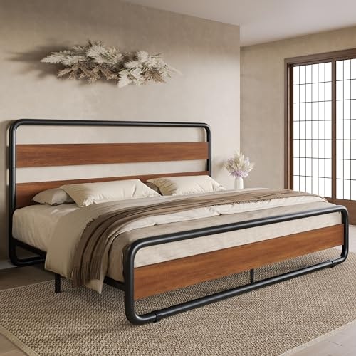 Sha Cerlin King Size Metal and Wood Bed Frame: $132.20 Sha Cerlin King Size Metal and Wood Bed Frame: $132.20