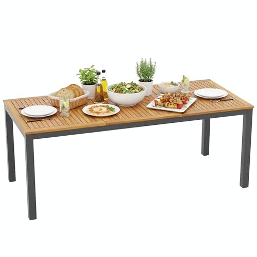 Tangkula 79-Inch Acacia Wood Outdoor Dining Table: $189.99 Tangkula 79-Inch Acacia Wood Outdoor Dining Table: $189.99
