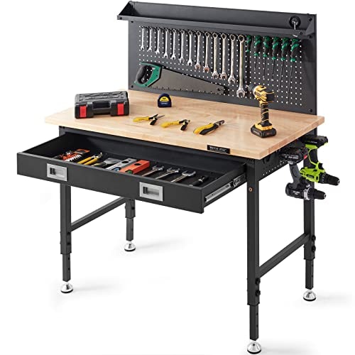 Vevor 48x24-inch Adjustable Height Heavy Duty Hardwood Workbench: $204.99 Vevor 48x24-inch Adjustable Height Heavy Duty Hardwood Workbench: $204.99