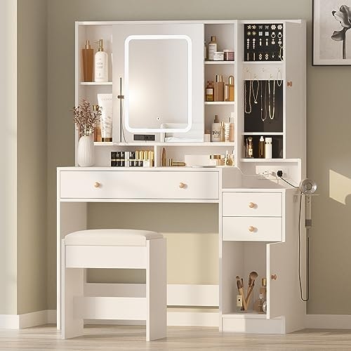 Halitaa 42.8-inch Vanity Desk with Mirror and Lights: $159.99 Halitaa 42.8-inch Vanity Desk with Mirror and Lights: $159.99