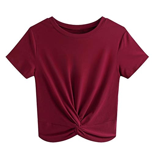 Jinkesi Women's Twist Front Short Sleeve Crop Top: $12.74 Jinkesi Women's Twist Front Short Sleeve Crop Top: $12.74