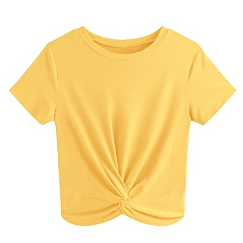 Jinkesi Women's Twist Front Short Sleeve Crop Top: $12.74 Jinkesi Women's Twist Front Short Sleeve Crop Top: $12.74