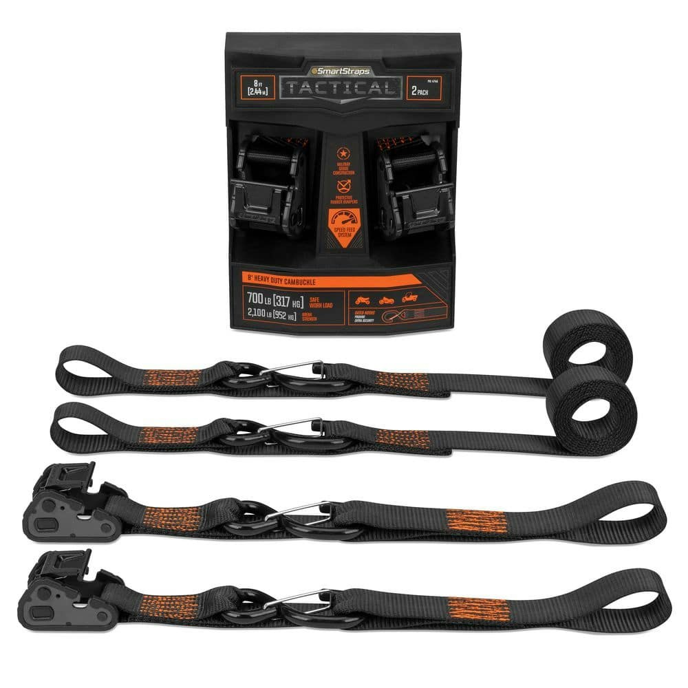8-Foot Tactical Cam Buckle Tie-Down Straps 2-Pack: $19.99