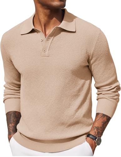 Coofandy Men's Waffle Knit Long Sleeve Polo Shirt: $24.28 Coofandy Men's Waffle Knit Long Sleeve Polo Shirt: $24.28
