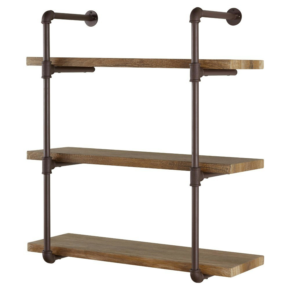 Danya B. 35\" x 31.5\" Three-Tier Industrial Pipe Wall Shelf: $121.99 Danya B. 35\" x 31.5\" Three-Tier Industrial Pipe Wall Shelf: $121.99