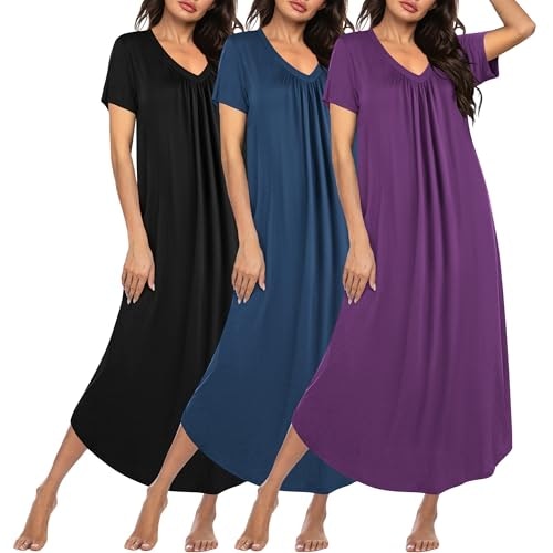Ekouaer Women's Long Nightgown 3-Pack: $29.96