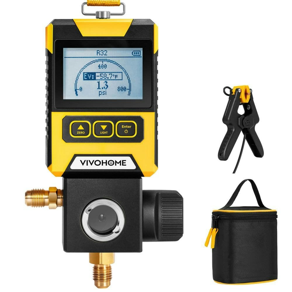 Digital HVAC Manifold Gauge with Wired Temperature Clamp Probe: $79.99
