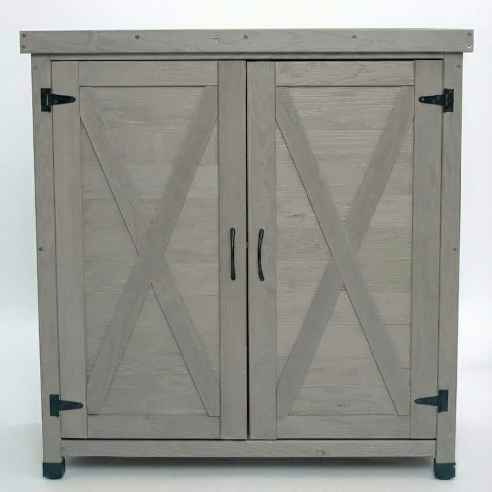 31.5-Inch x 36-Inch Outdoor Potting Bench Table with Storage Cabinet: $194.36