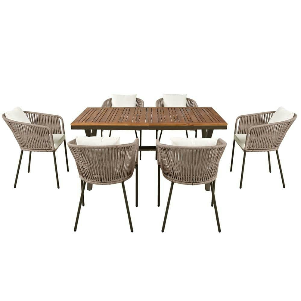 7-Piece Acacia Wood Outdoor Dining Set: $823.54 7-Piece Acacia Wood Outdoor Dining Set: $823.54