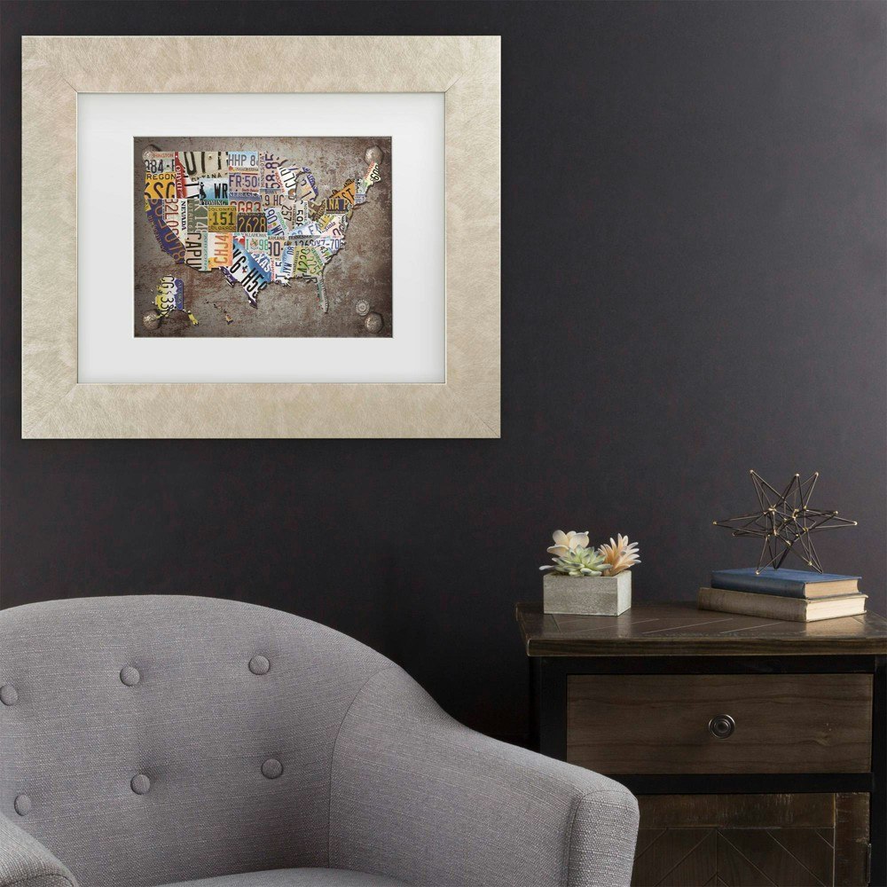 Trademark Fine Art 16"x20" Masters Fine Art License Plate Map Framed Metal Art: $43.99 Trademark Fine Art 16"x20" Masters Fine Art License Plate Map Framed Metal Art: $43.99