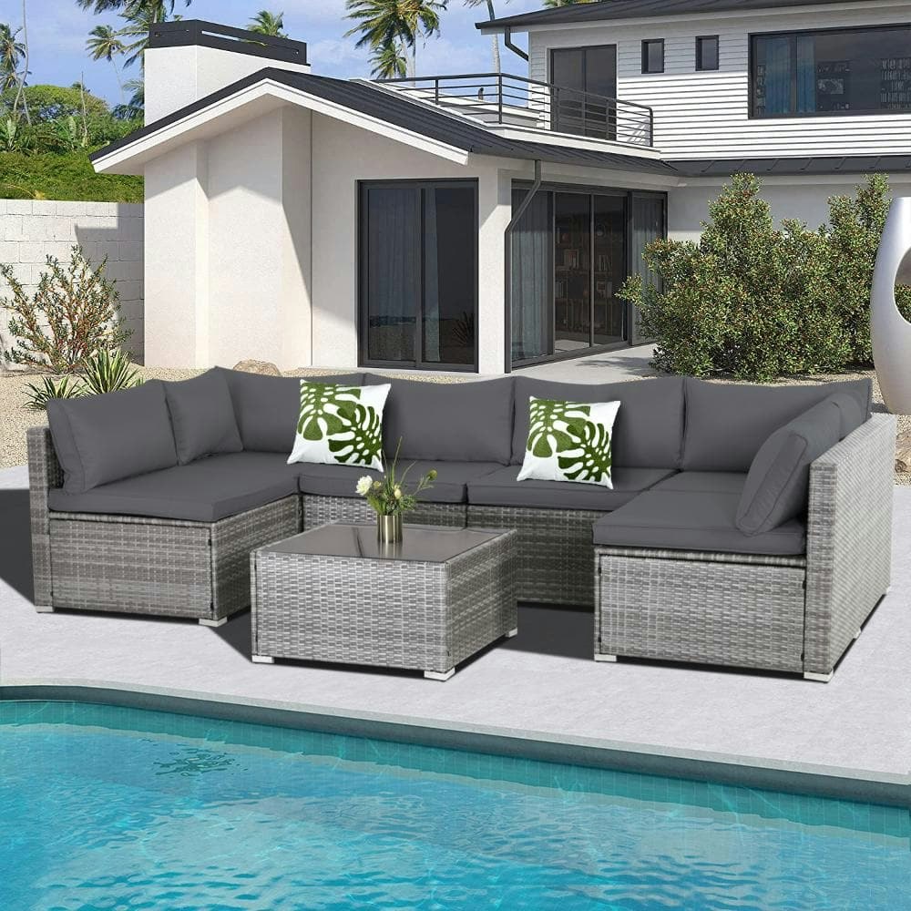 7-Piece Wicker Patio Conversation Set: $599.99