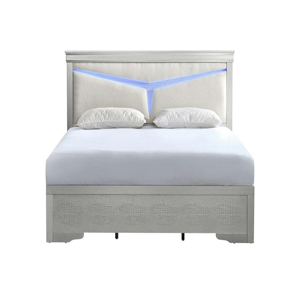 Lorana Silver Champagne Full Panel Bed with LED Headboard: $731.99 Lorana Silver Champagne Full Panel Bed with LED Headboard: $731.99