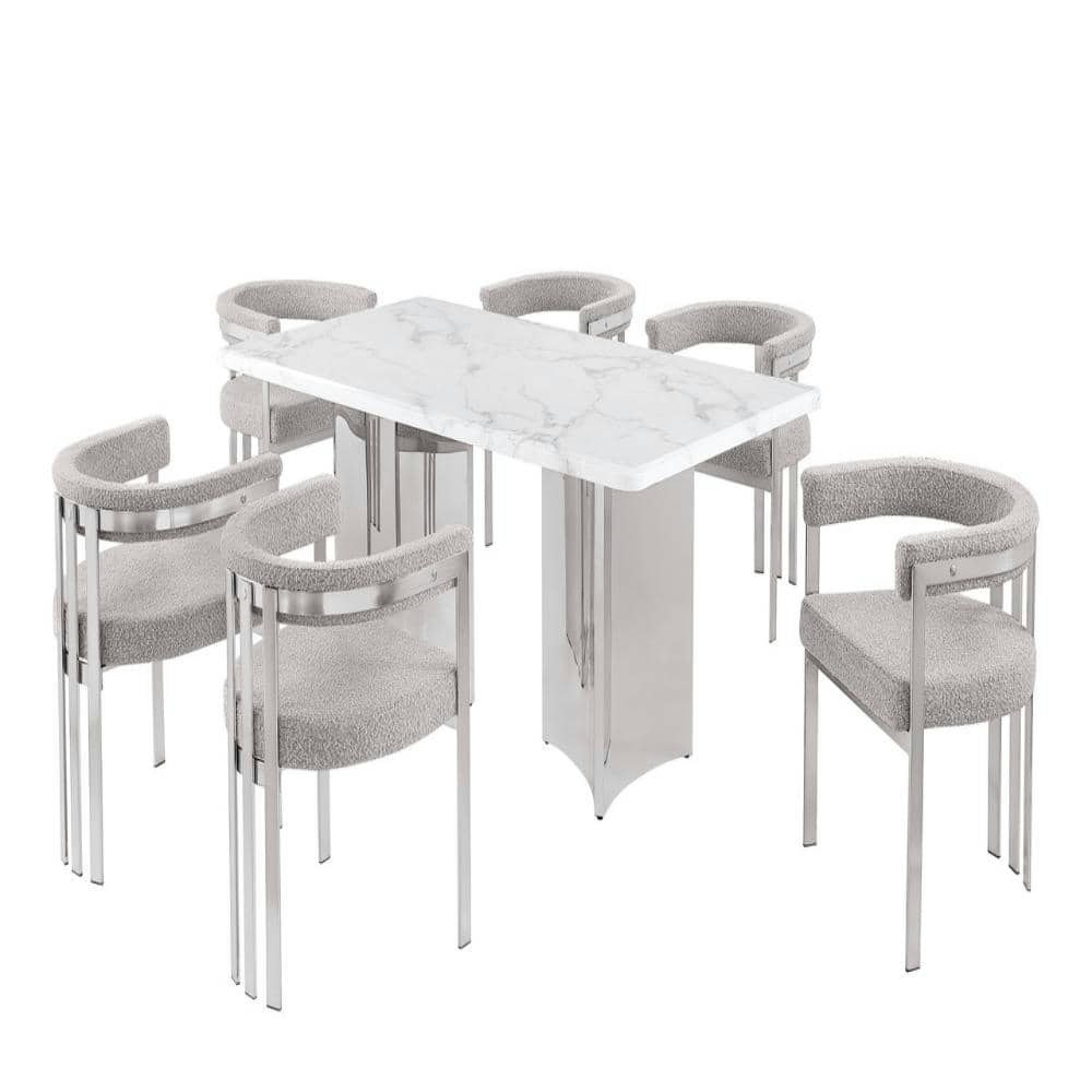 Teresa 7-Piece Marble Top Dining Set: $3,099 Teresa 7-Piece Marble Top Dining Set: $3,099