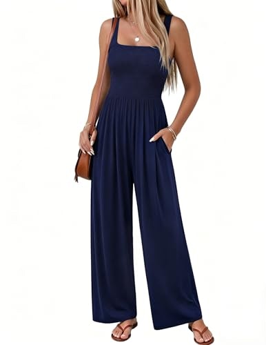Women's Sleeveless Boho Smocked Wide Leg Jumpsuit: $23.79 Women's Sleeveless Boho Smocked Wide Leg Jumpsuit: $23.79