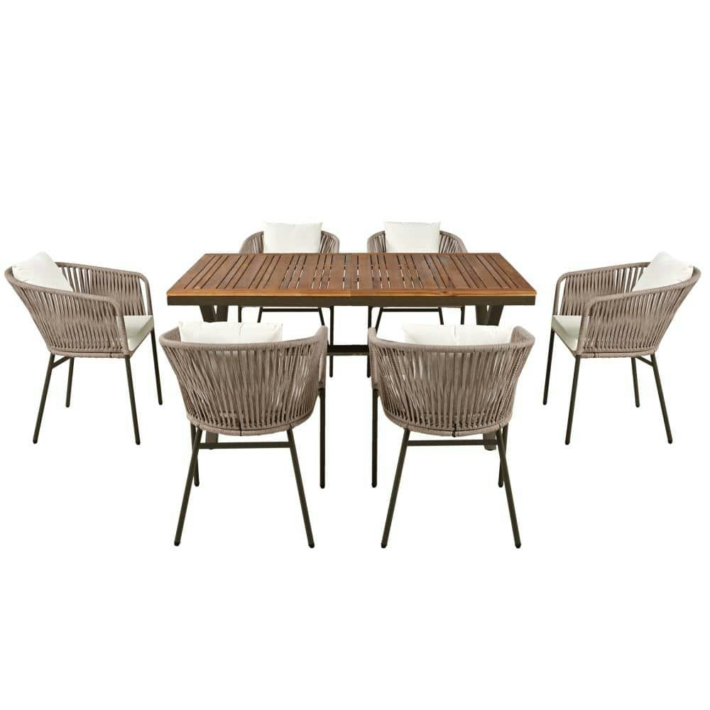 7-Piece Acacia Wood Patio Dining Set: $917.87