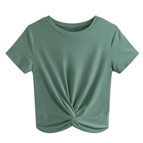 Jinkesi Women's Twist Front Short Sleeve Crop Top: $12.74 Jinkesi Women's Twist Front Short Sleeve Crop Top: $12.74