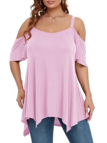 Larace Women's Cold Shoulder Plus Size Tunic Shirt: $19.98 Larace Women's Cold Shoulder Plus Size Tunic Shirt: $19.98