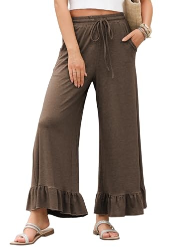 Evaless Women's Wide Leg Ruffle Hem Palazzo Pants: $23.73 Evaless Women's Wide Leg Ruffle Hem Palazzo Pants: $23.73