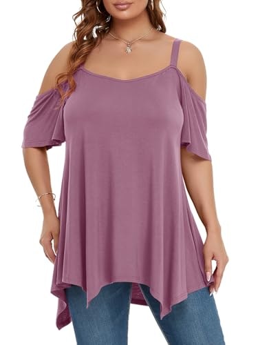 Larace Plus Size Cold Shoulder Tunic Shirt: $18.98 Larace Plus Size Cold Shoulder Tunic Shirt: $18.98