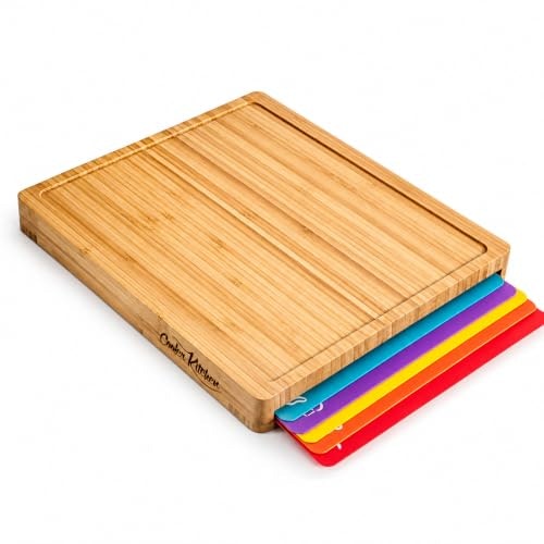 Bamboo Cutting Board Set with 6 Mats: $32.98