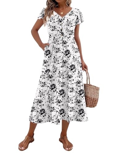 Zeagoo Women's Flutter Short Sleeve V-Neck Tiered Midi Dress: $18.99 Zeagoo Women's Flutter Short Sleeve V-Neck Tiered Midi Dress: $18.99