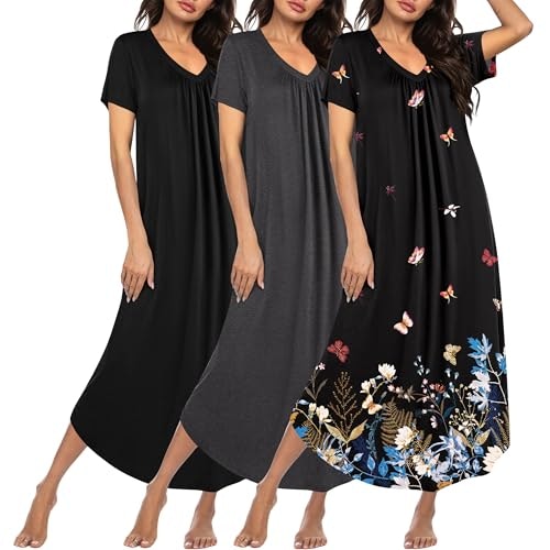 Ekouaer Women's Long Nightgown 3-Pack: $29.96