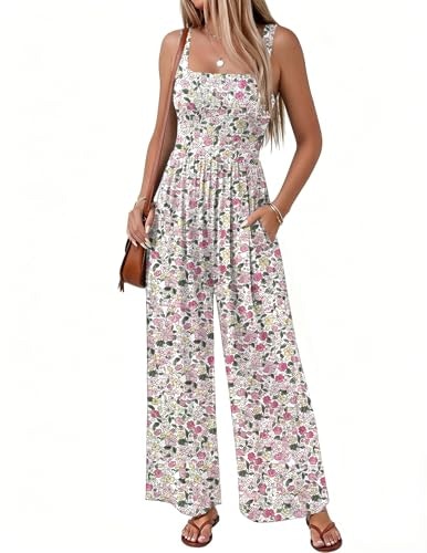 Women's Sleeveless Boho Smocked Wide Leg Jumpsuit: $19.98 Women's Sleeveless Boho Smocked Wide Leg Jumpsuit: $19.98
