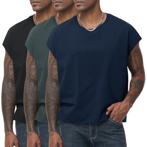 Keepshowing Men's Cotton Dolman Sleeveless Crop Vest: $29.88 Keepshowing Men's Cotton Dolman Sleeveless Crop Vest: $29.88