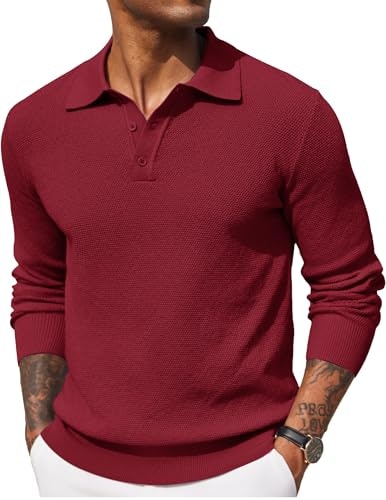 Coofandy Men's Waffle Knit Long Sleeve Polo Sweater: $26.99 Coofandy Men's Waffle Knit Long Sleeve Polo Sweater: $26.99