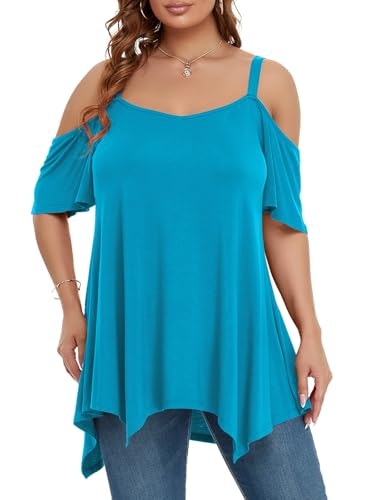 Larace Women's Plus Size Cold Shoulder Tunic Shirt: $19.98 Larace Women's Plus Size Cold Shoulder Tunic Shirt: $19.98
